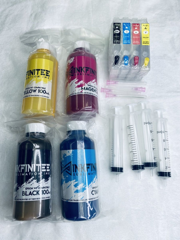 Inkfinitee Sublimation Conversion Kit for Epson SLIM CARTRIDGES WF3620, WF3640, WF7110, WF7210, WF7610, WF7620, WF7710, WF7720