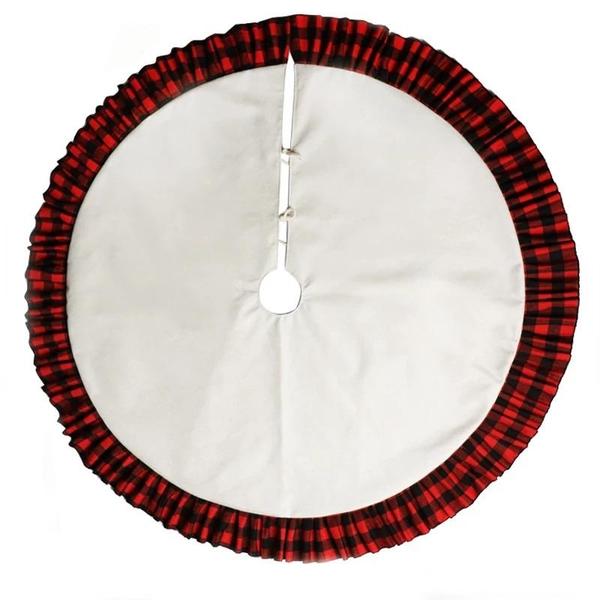 Sublimation Tree Skirt Plaid Red and Black LINEN - Inkfinitee Sublimation